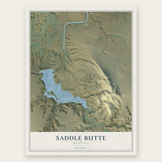 Saddle Butte, Montana map print, the full design