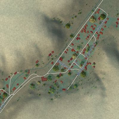 Close-up of the map of Sand Coulee, Montana print showing street and building detail