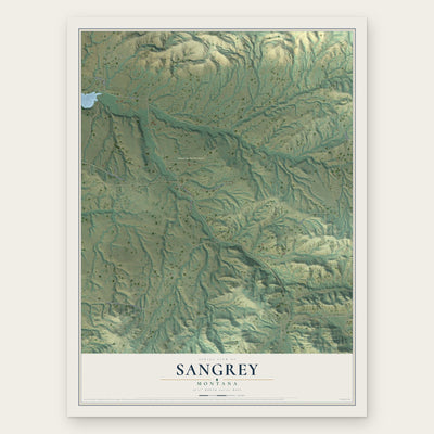 Sangrey, Montana map print, the full design