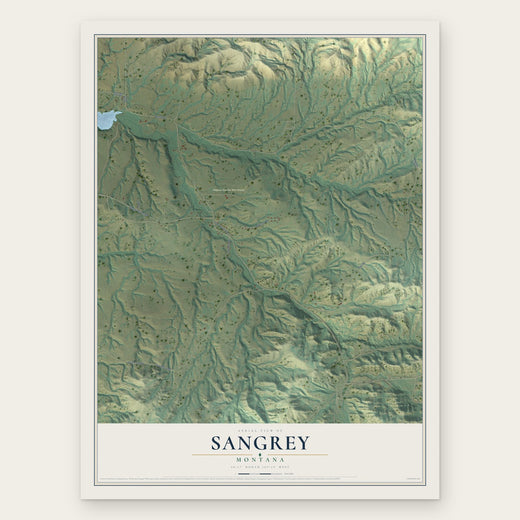 Sangrey, Montana map print, the full design