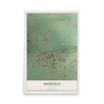 Map of Sheridan, Montana, 12 x 18 inch unframed archival matte print