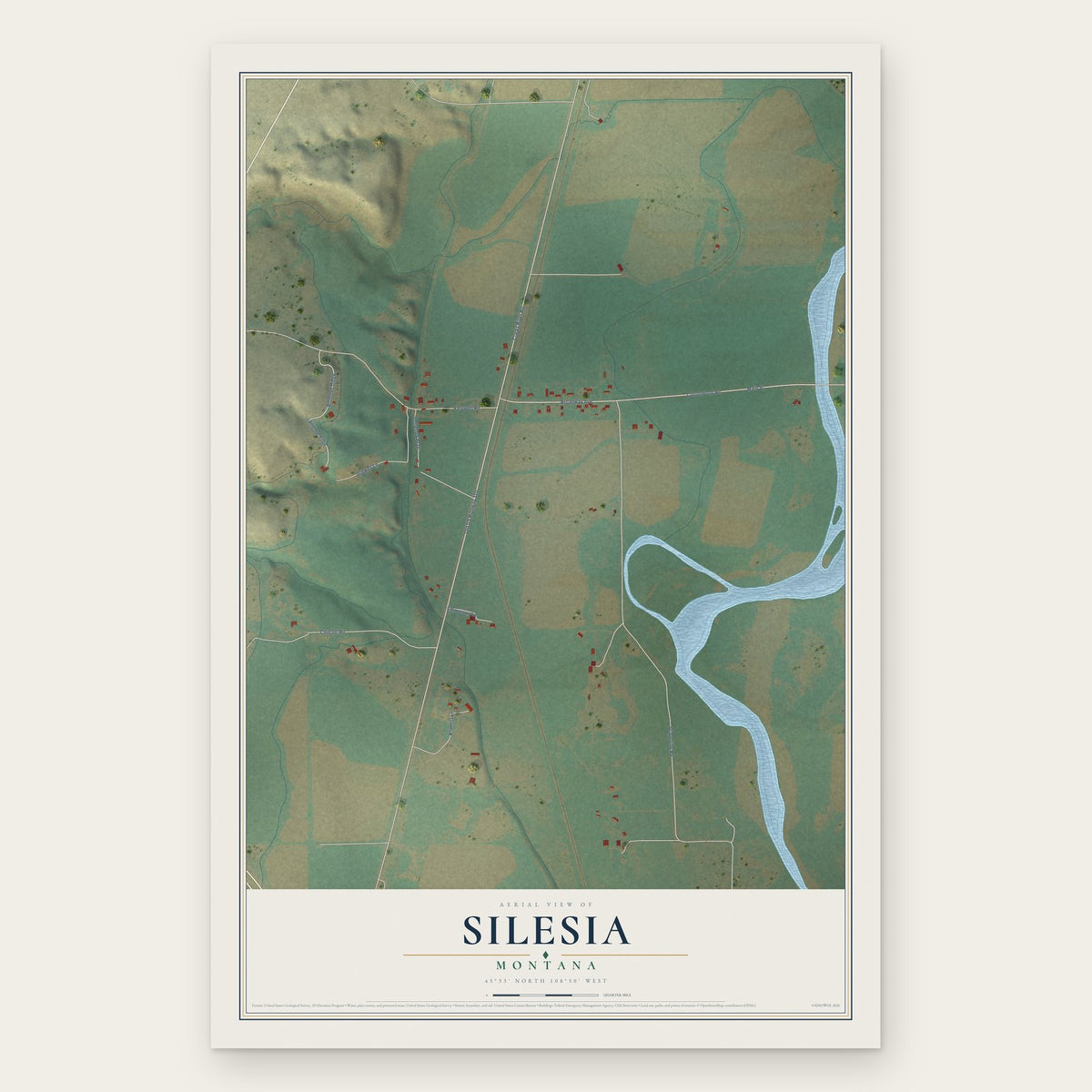 Silesia, Montana map print, the full design