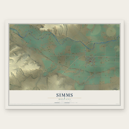 Simms, Montana map print, the full design