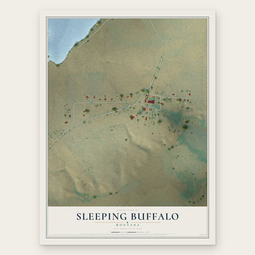 Sleeping Buffalo, Montana map print, the full design