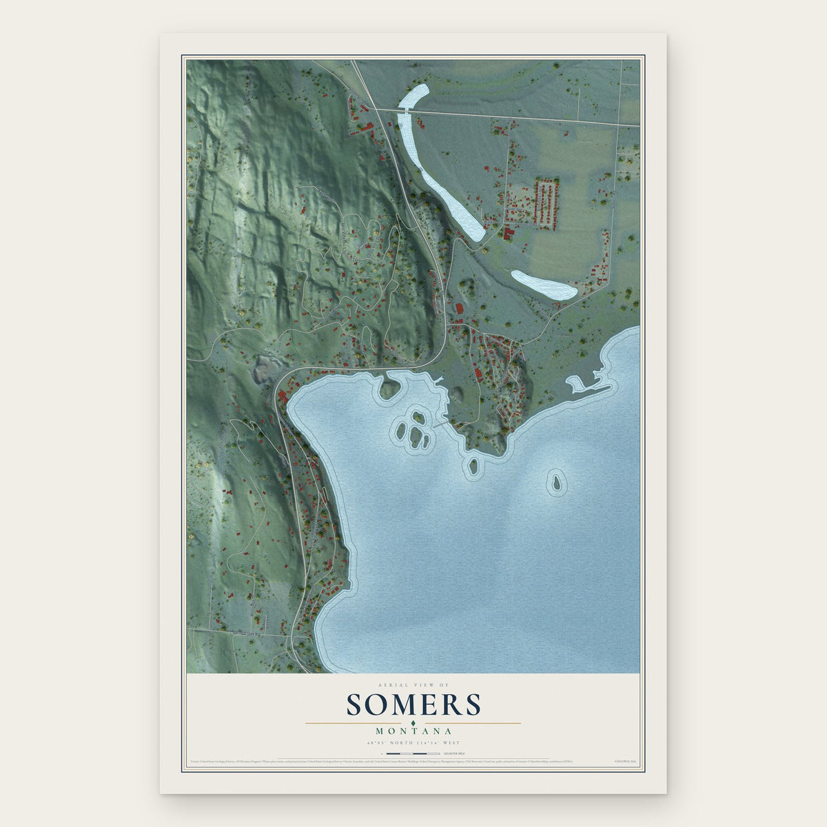 Somers, Montana map print, the full design