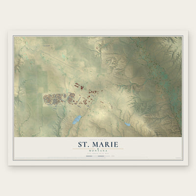 St. Marie, Montana map print, the full design