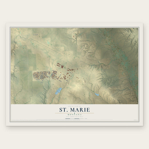 St. Marie, Montana map print, the full design