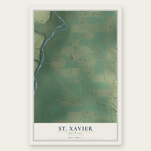 St. Xavier, Montana map print, the full design