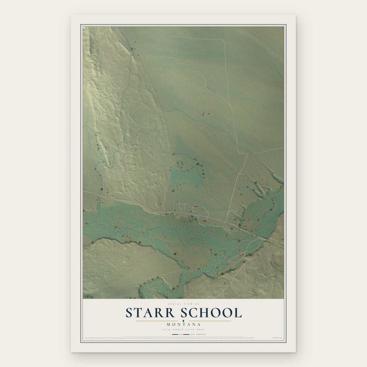 Starr School, Montana map print, the full design