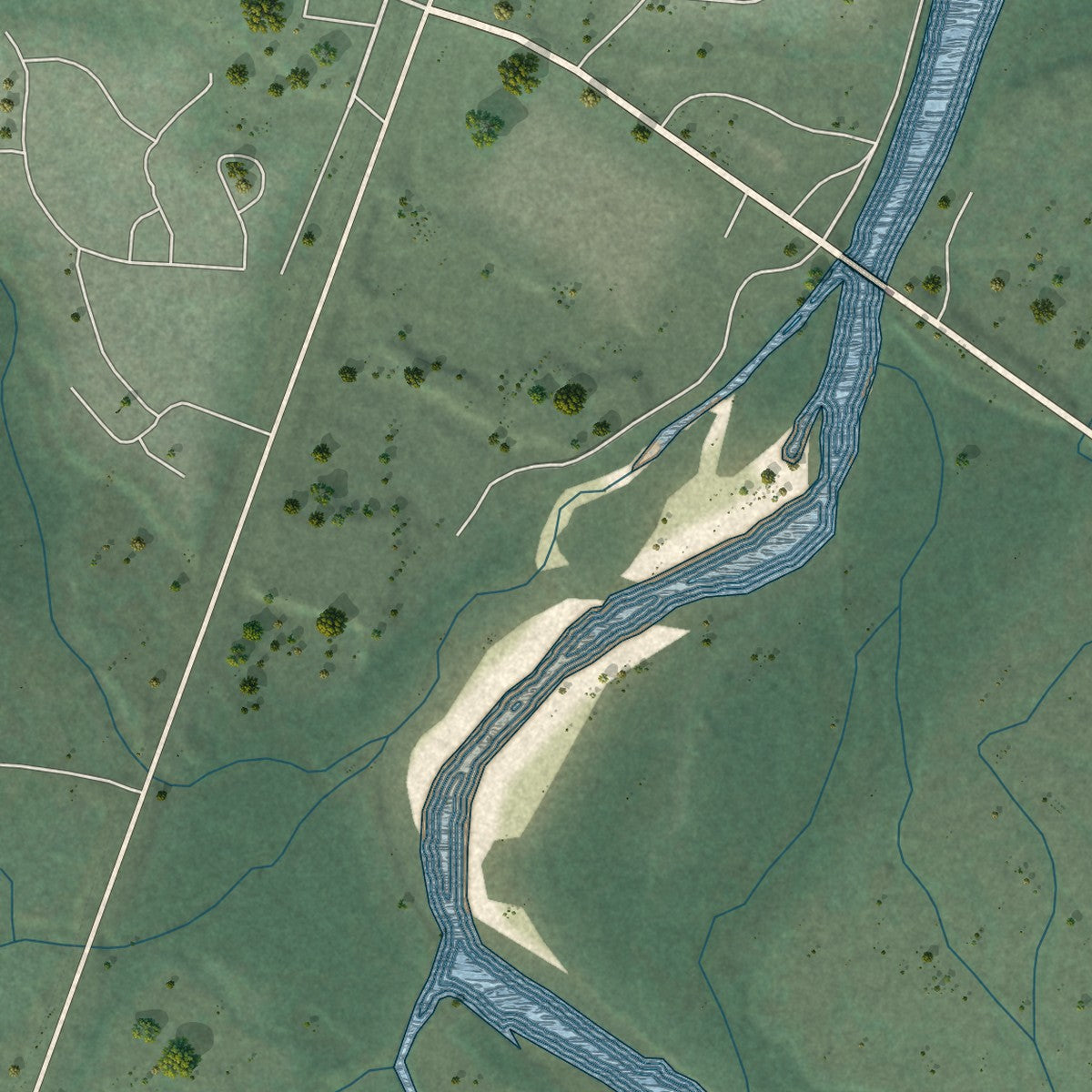 Second close-up of the map of Stevensville, Montana print showing more streets and buildings