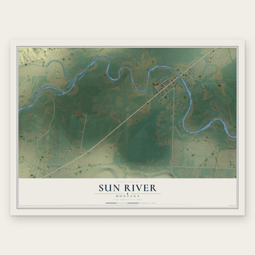 Sun River, Montana map print, the full design