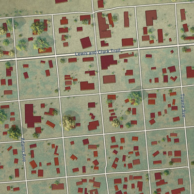 Close-up of the map of Terry, Montana print showing street and building detail