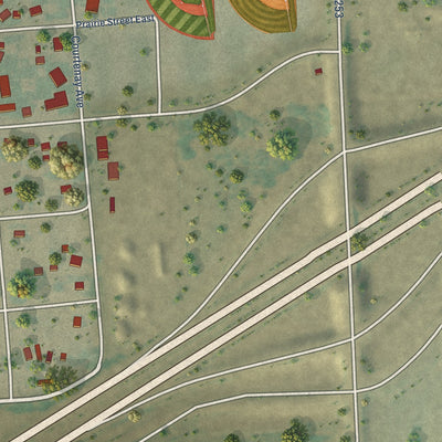 Second close-up of the map of Terry, Montana print showing more streets and buildings