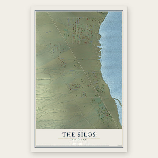 The Silos, Montana map print, the full design
