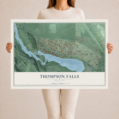 Map of Thompson Falls, Montana, 24 x 36 inch unframed archival matte print