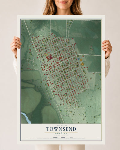 Map of Townsend, Montana, 24 x 36 inch unframed archival matte print