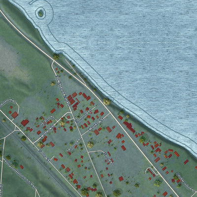 Close-up of the map of Trout Creek, Montana print showing street and building detail