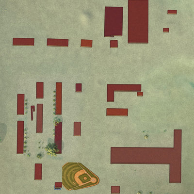 Close-up of the map of Twin Hills Colony, Montana print showing street and building detail