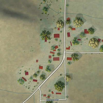 Close-up of the map of Utica, Montana print showing street and building detail
