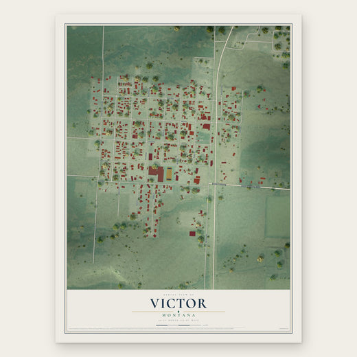 Victor, Montana map print, the full design