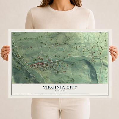 Map of Virginia City, Montana, 12 x 18 inch unframed archival matte print