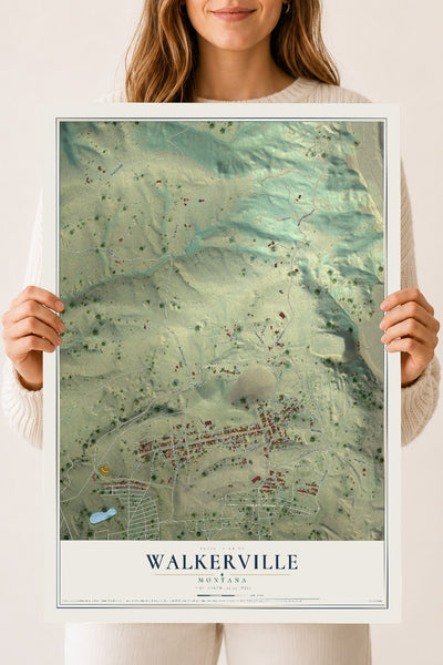 Map of Walkerville, Montana, 18 x 24 inch unframed archival matte print