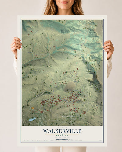 Map of Walkerville, Montana, 24 x 36 inch unframed archival matte print