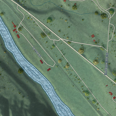 Close-up of the map of Weeksville, Montana print showing street and building detail