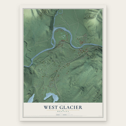 West Glacier, Montana map print, the full design