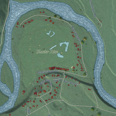 Close-up of the map of West Glacier, Montana print showing street and building detail