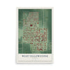 Map of West Yellowstone, Montana, 12 x 18 inch unframed archival matte print