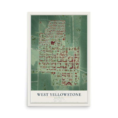 Map of West Yellowstone, Montana, 12 x 18 inch unframed archival matte print