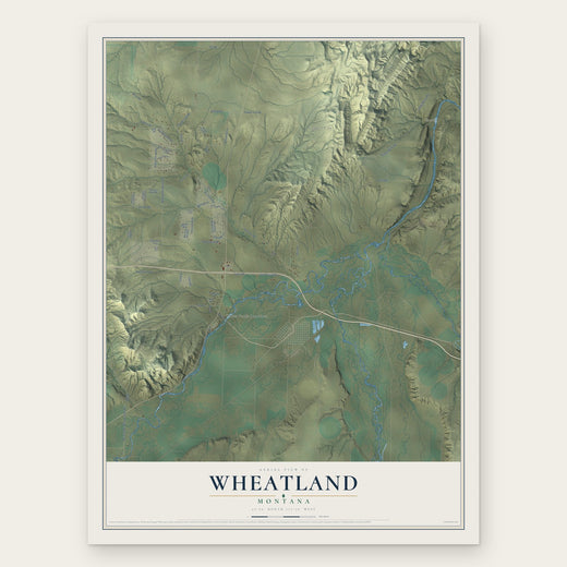 Wheatland, Montana map print, the full design