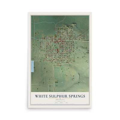 Map of White Sulphur Springs, Montana, 12 x 18 inch unframed archival matte print