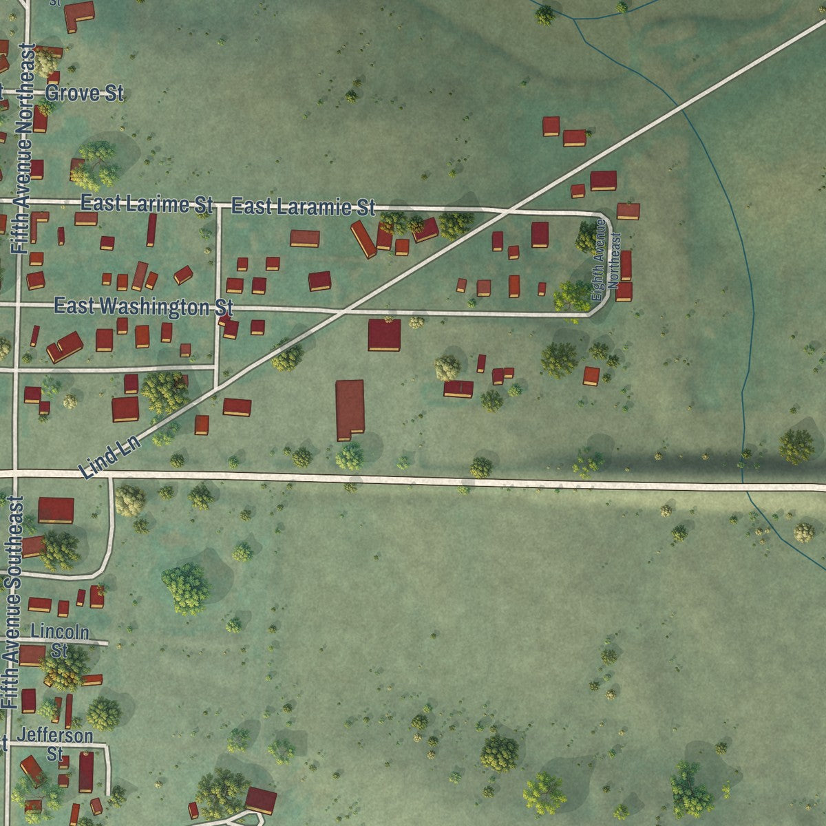 Second close-up of the map of White Sulphur Springs, Montana print showing more streets and buildings