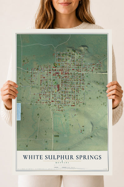 Map of White Sulphur Springs, Montana, 18 x 24 inch unframed archival matte print