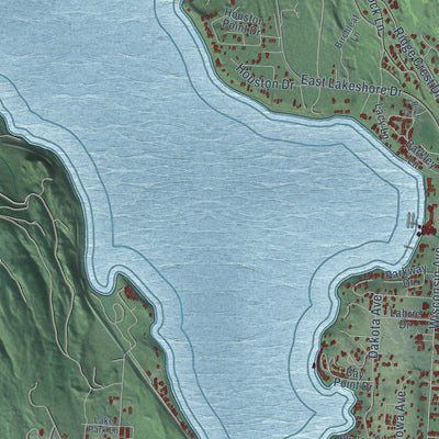 Second close-up of the map of Whitefish, Montana print showing more streets and buildings