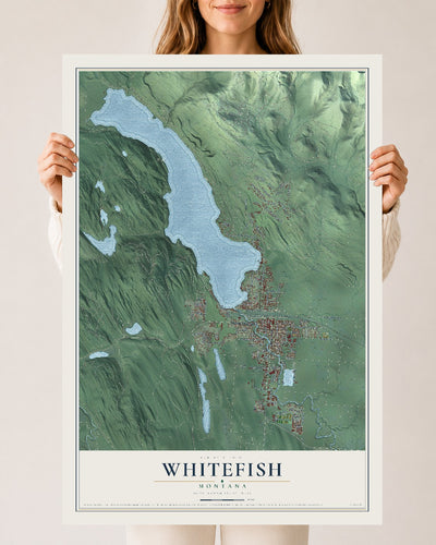 Map of Whitefish, Montana, 24 x 36 inch unframed archival matte print