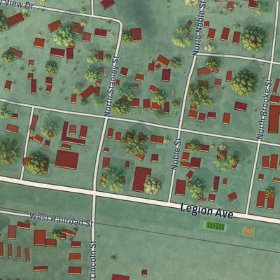 Second close-up of the map of Whitehall, Montana print showing more streets and buildings
