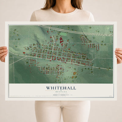 Map of Whitehall, Montana, 18 x 24 inch unframed archival matte print