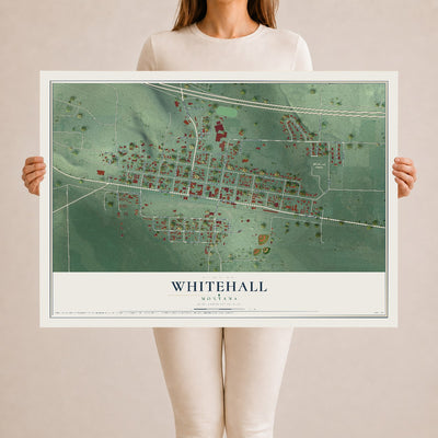Map of Whitehall, Montana, 24 x 36 inch unframed archival matte print