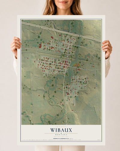 Map of Wibaux, Montana, 24 x 36 inch unframed archival matte print