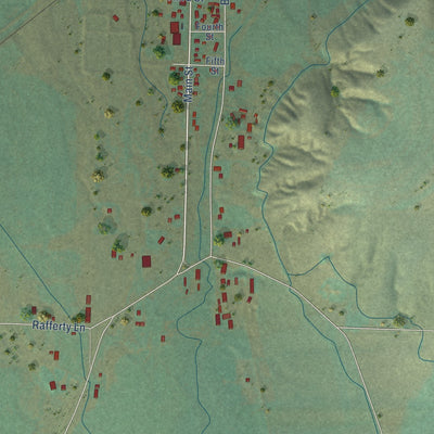Close-up of the map of Willow Creek, Montana print showing street and building detail