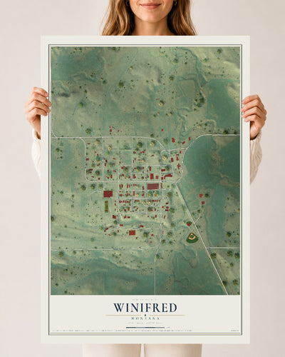 Map of Winifred, Montana, 24 x 36 inch unframed archival matte print