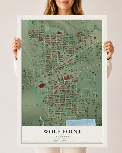 Map of Wolf Point, Montana, 24 x 36 inch unframed archival matte print