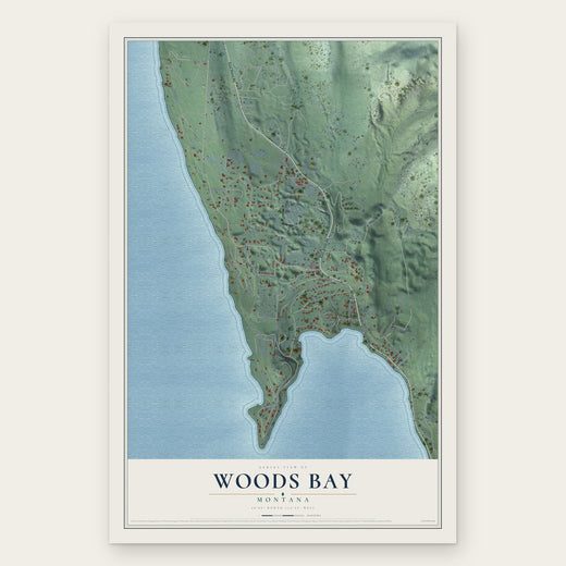 Woods Bay, Montana map print, the full design