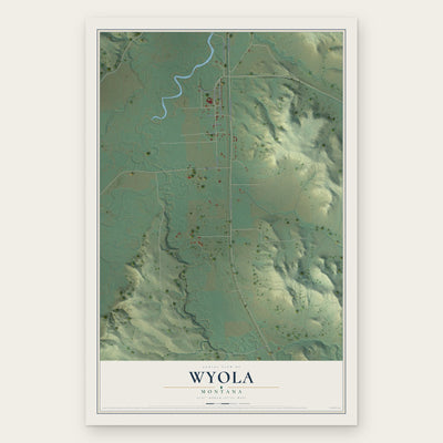 Wyola, Montana map print, the full design