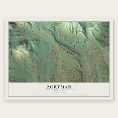Zortman, Montana map print, the full design