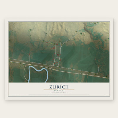 Zurich, Montana map print, the full design
