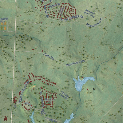 Second close-up of the map of Aberdeen, North Carolina print showing more streets and buildings